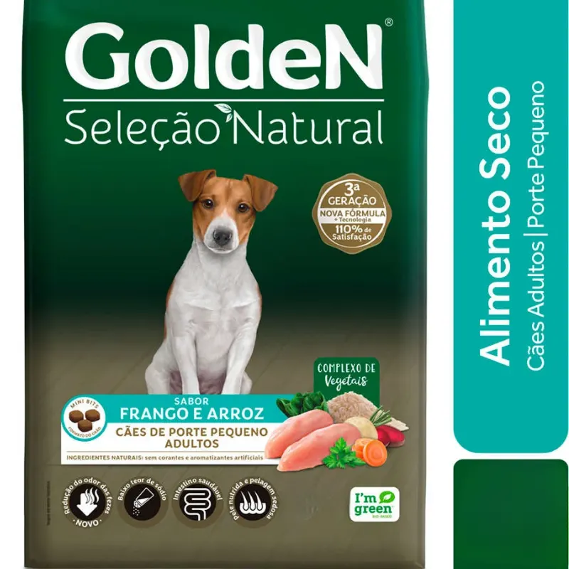 Golden Seleção Natural para Cães Adultos de Porte Pequeno Sabor Frango