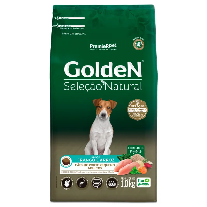 Golden Seleção Natural para Cães Adultos de Porte Pequeno Sabor Frango