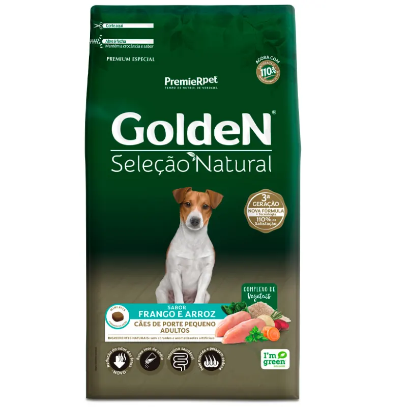 Golden Seleção Natural para Cães Adultos de Porte Pequeno Sabor Frango
