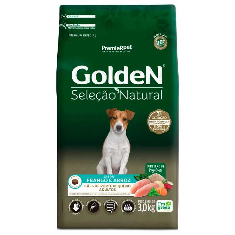 Golden Seleção Natural para Cães Adultos de Porte Pequeno Sabor Frango