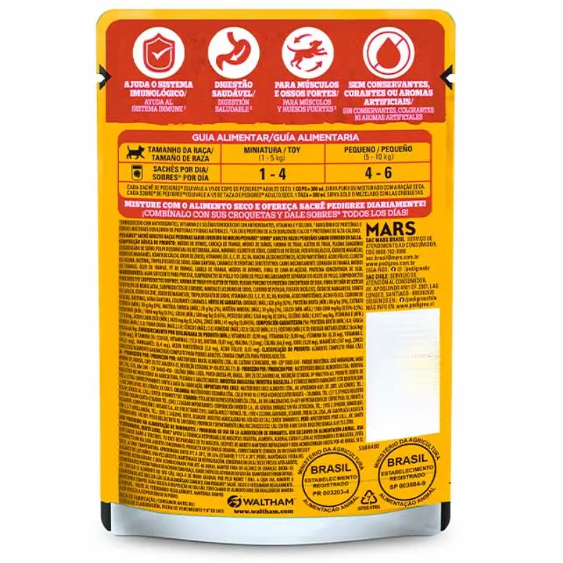 Pedigree Sachê Cordeiro Cães Adultos Raças Pequenas 100g