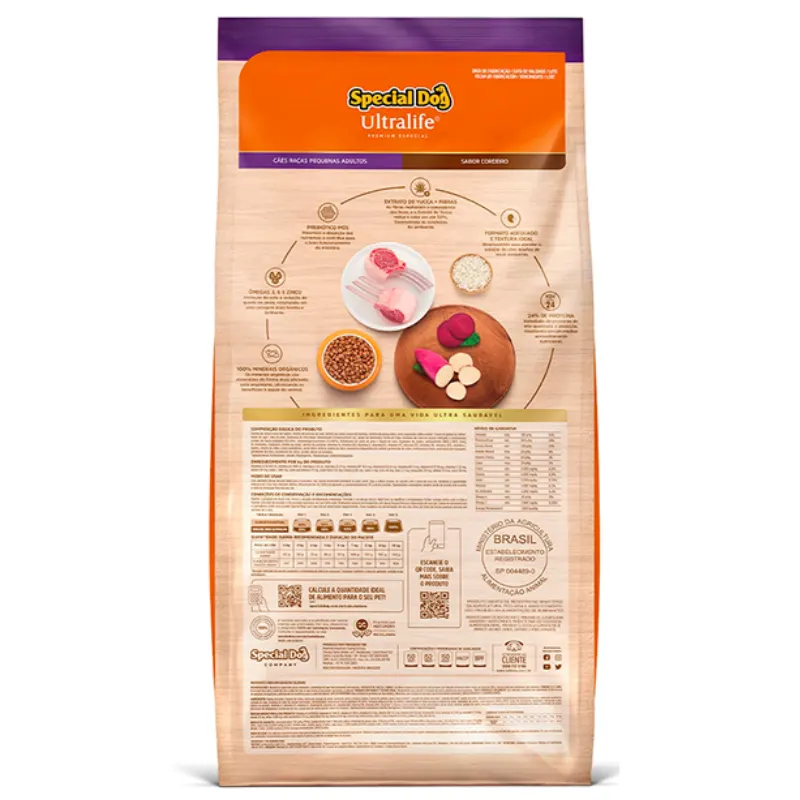 Ração Special Dog Ultralife Cães Adultos Raças Pequenas Cordeiro 20 Kg