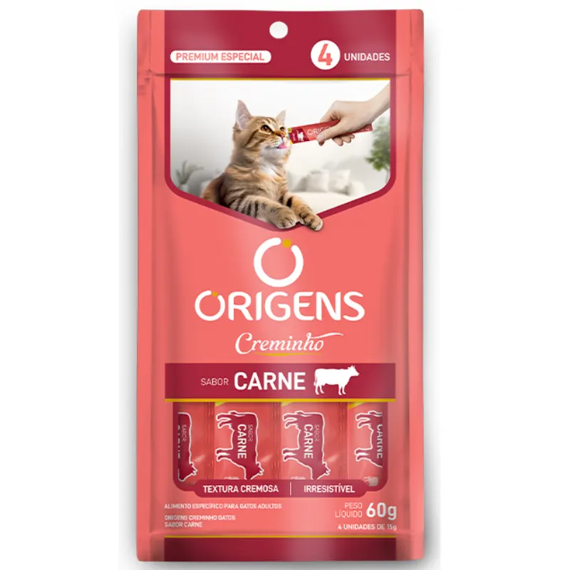 Snack Origens Creminho Sabor Carne para Gatos 60 g
