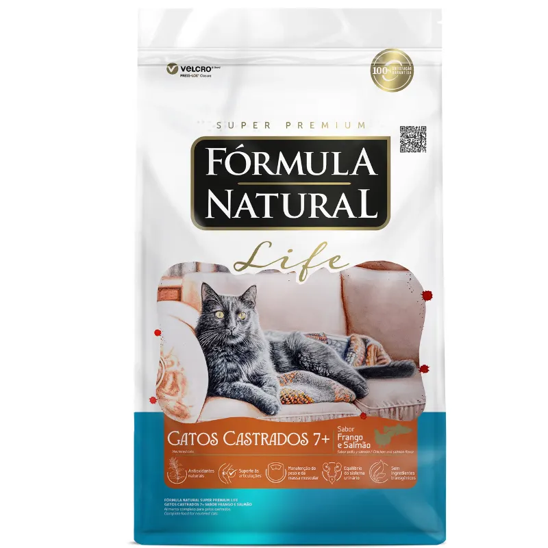Ração Fórmula Natural Life Gatos Castrados 7+ Frango e Salmão 1 Kg