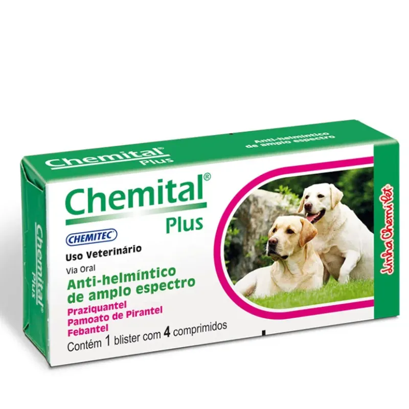 Vermífugo para Cães Chemital Plus com 4 Comprimidos
