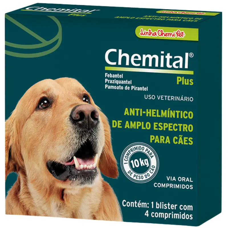 Vermífugo para Cães Chemital Plus com 4 Comprimidos