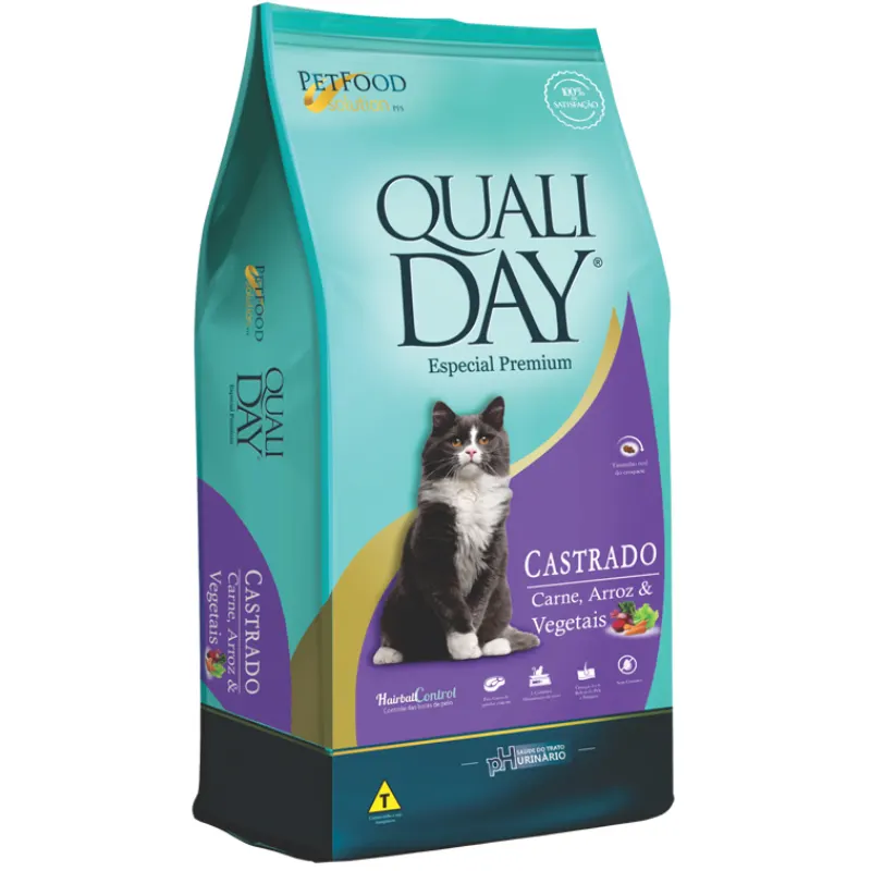 Ração Qualiday Cat Para Gatos Adultos Castrados Sabor Carne