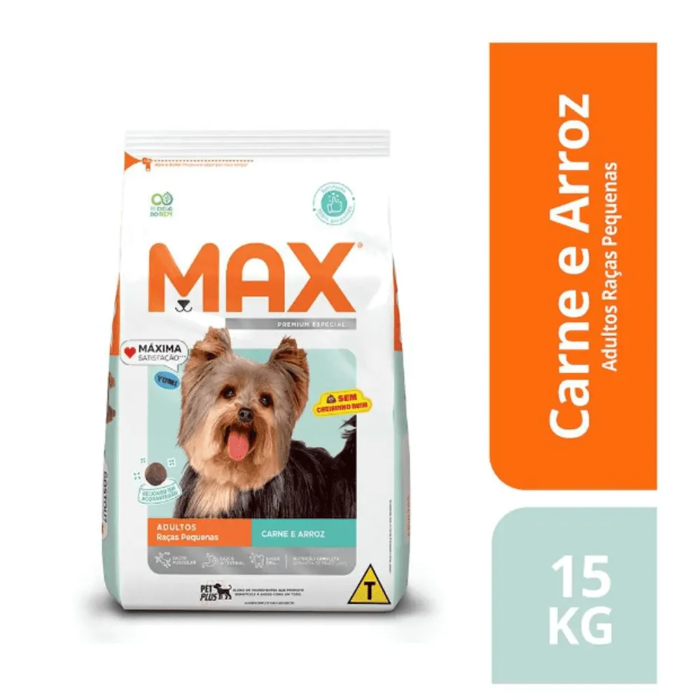 Ração Seca Max Carne e Arroz para Cães de Porte Pequeno 15 Kg