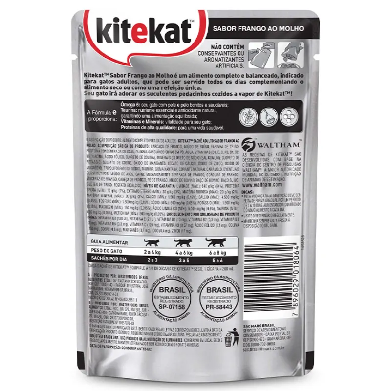 Sache Kitekat Sabor Frango para Gatos Adultos 70 g