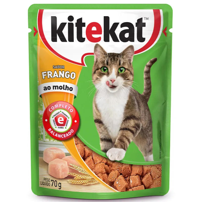 Sache Kitekat Sabor Frango para Gatos Adultos 70 g