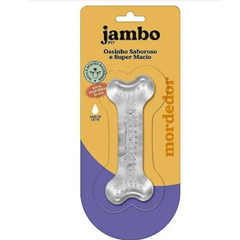 Mordedor Osso Pequeno JamboPet de Silicone sabor Leite