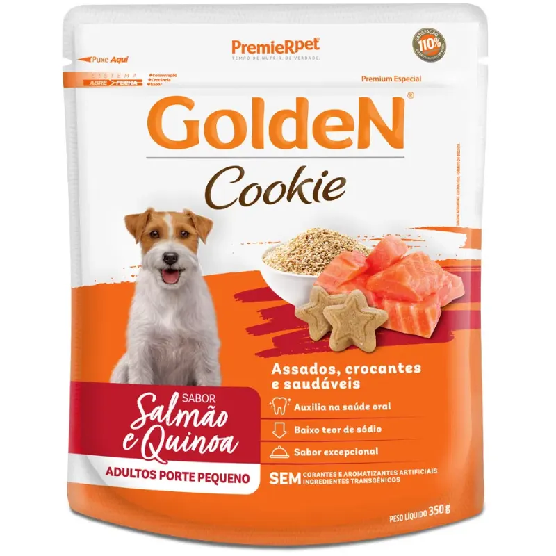 Golden Cookie Cães Adultos de Pequeno Porte Salmão & Quinoa 350 g