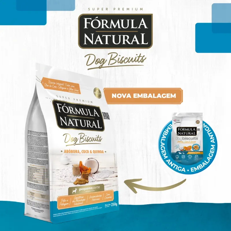 Biscoitos Fórmula Natural Dog Biscuits Cães Adultos Mini/Pequeno Abóbora 250g