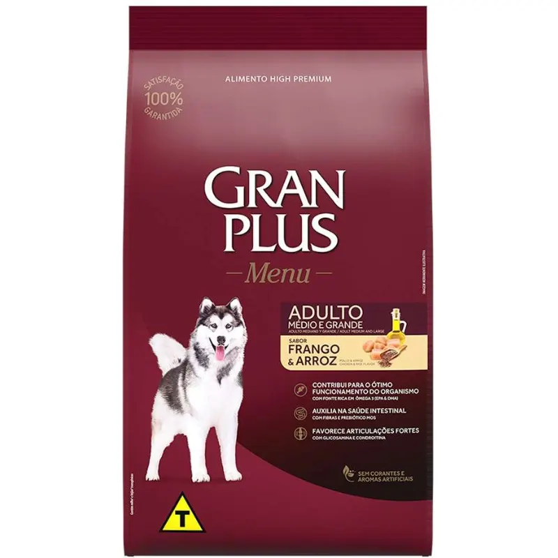 Ração GranPlus Menu Cães Adultos Médios e Grandes Frango e Arroz
