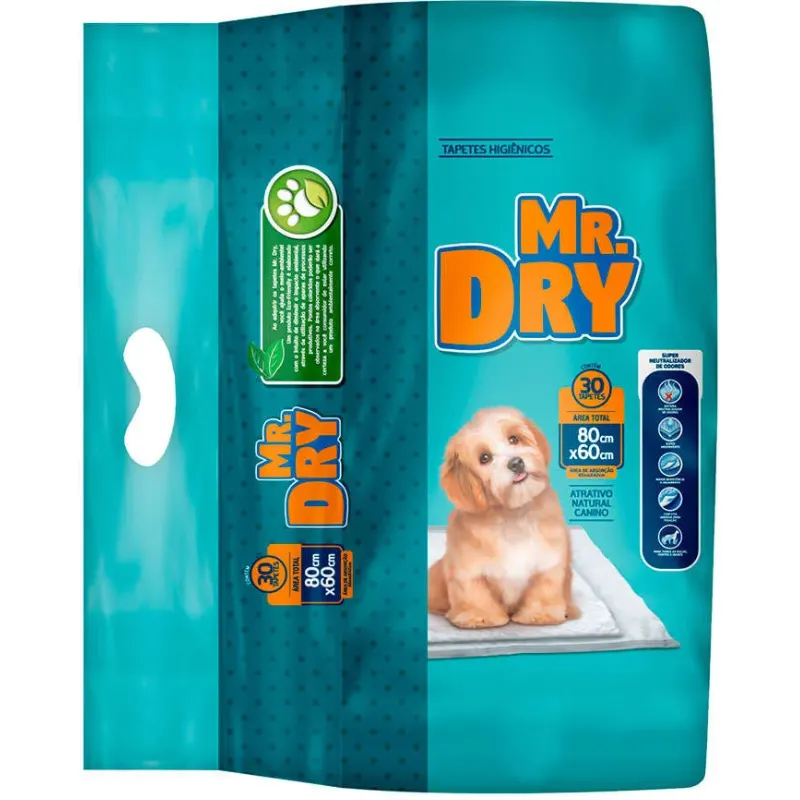 Tapete Higiênico Mr Dry com 30 Unidades 80x60