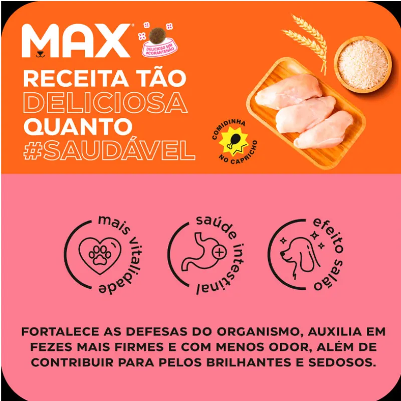 Ração Max Cães Adultos Porte Médio  Frango e Arroz 20 Kg