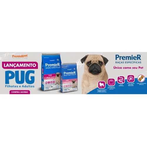 Ração Premier Cães Filhotes da Raça Pug 1 Kg