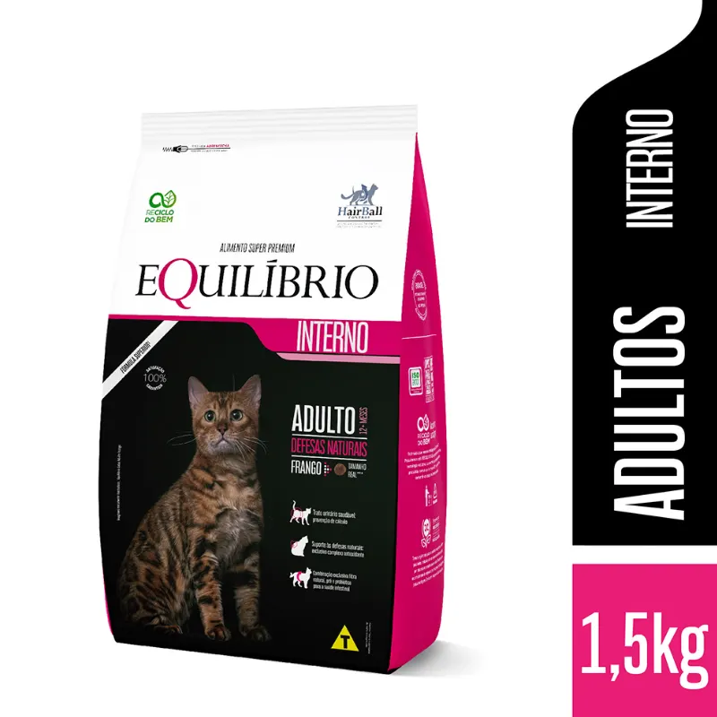 Ração Equilíbrio para Gatos Adultos Sabor Frango 1,5 kg