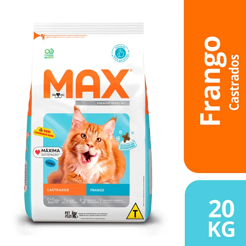 Ração Max para Gatos Adultos Castrados Frango 20 Kg