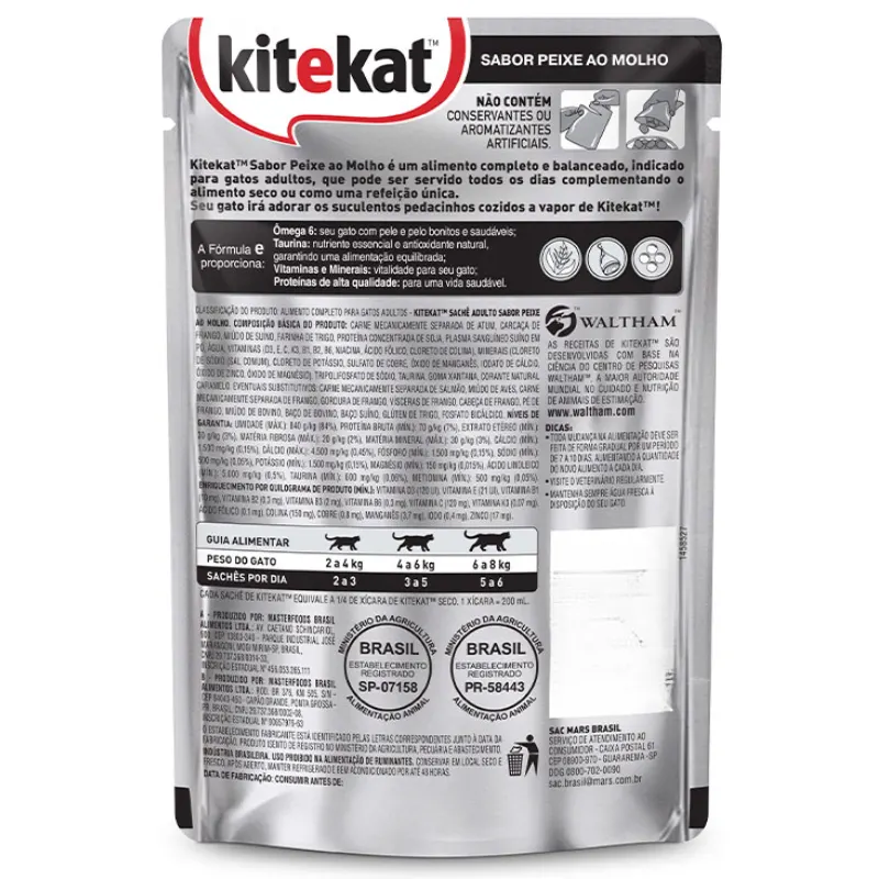 Sache Kitekat para Gatos Adultos Sabor Peixe 70 g