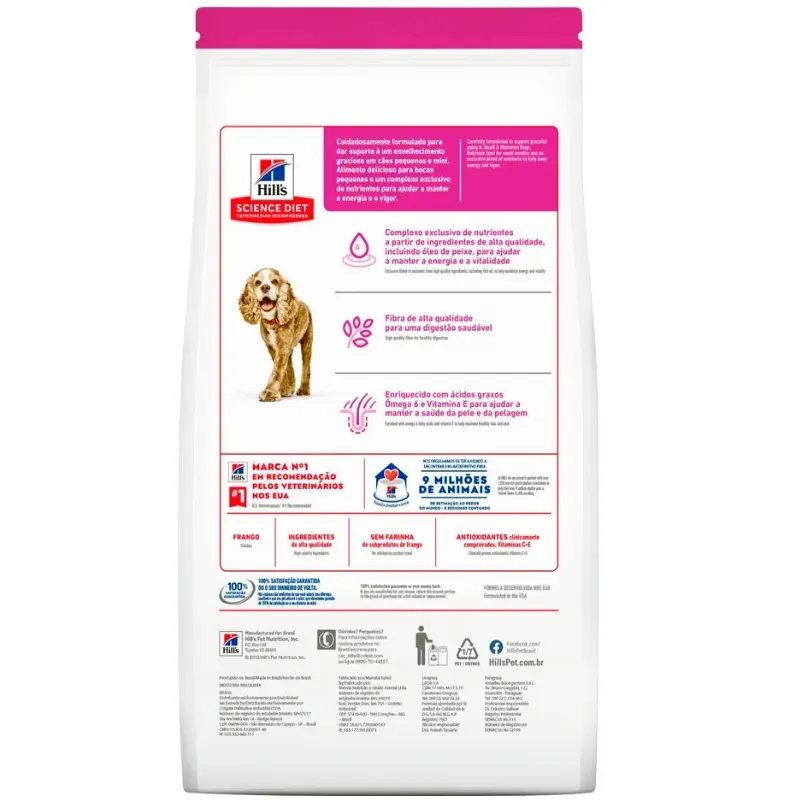 Ração Hill's Science Diet Canino Cães Adulto 11+ Pequenos e Mini 2,4 kg