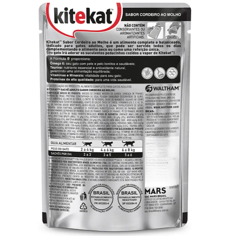 Sache Kitekat Sabor Cordeiro para Gatos Adultos 70 g