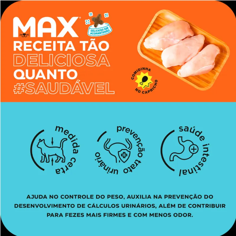 Ração Max para Gatos Adultos Castrados Sabor frango 3 Kg