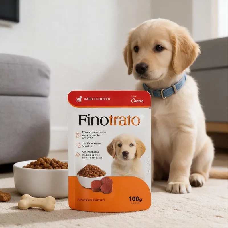Ração Úmida Finotrato Sachê para Cães Filhotes Sabor Carne 100 g