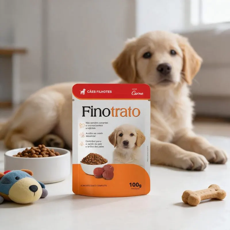 Ração Úmida Finotrato Sachê para Cães Filhotes Sabor Carne 100 g