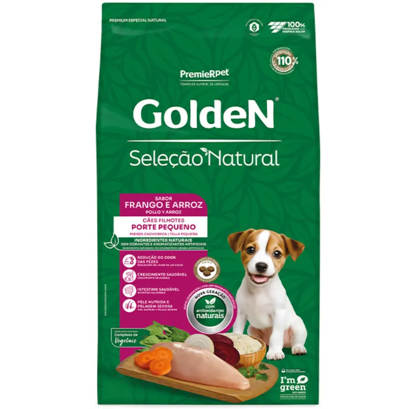 Golden Seleção Natural Cães Filhotes Raças Pequenas Frango e Arroz