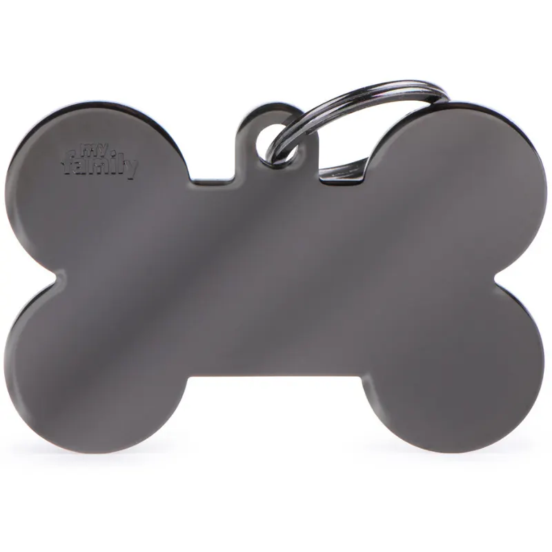 Medalha de Identificação My Family Basic XL Black Chrome Osso Cinza Escuro XG