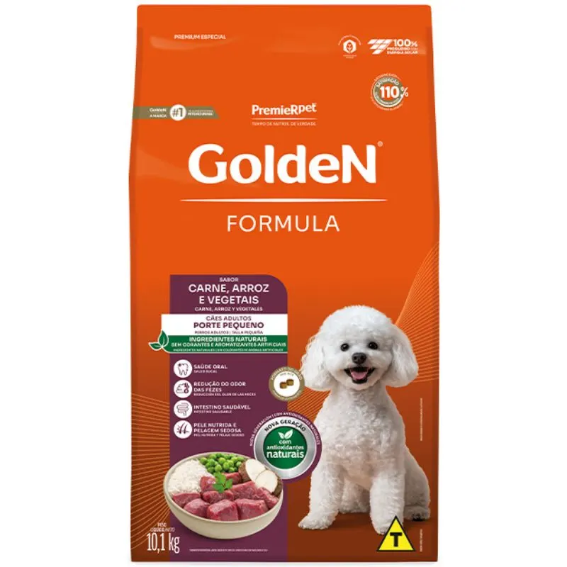 Ração Golden Fórmula Mini Bits para Cães Adultos de Pequeno Porte Sabor Carne 10,1 Kg