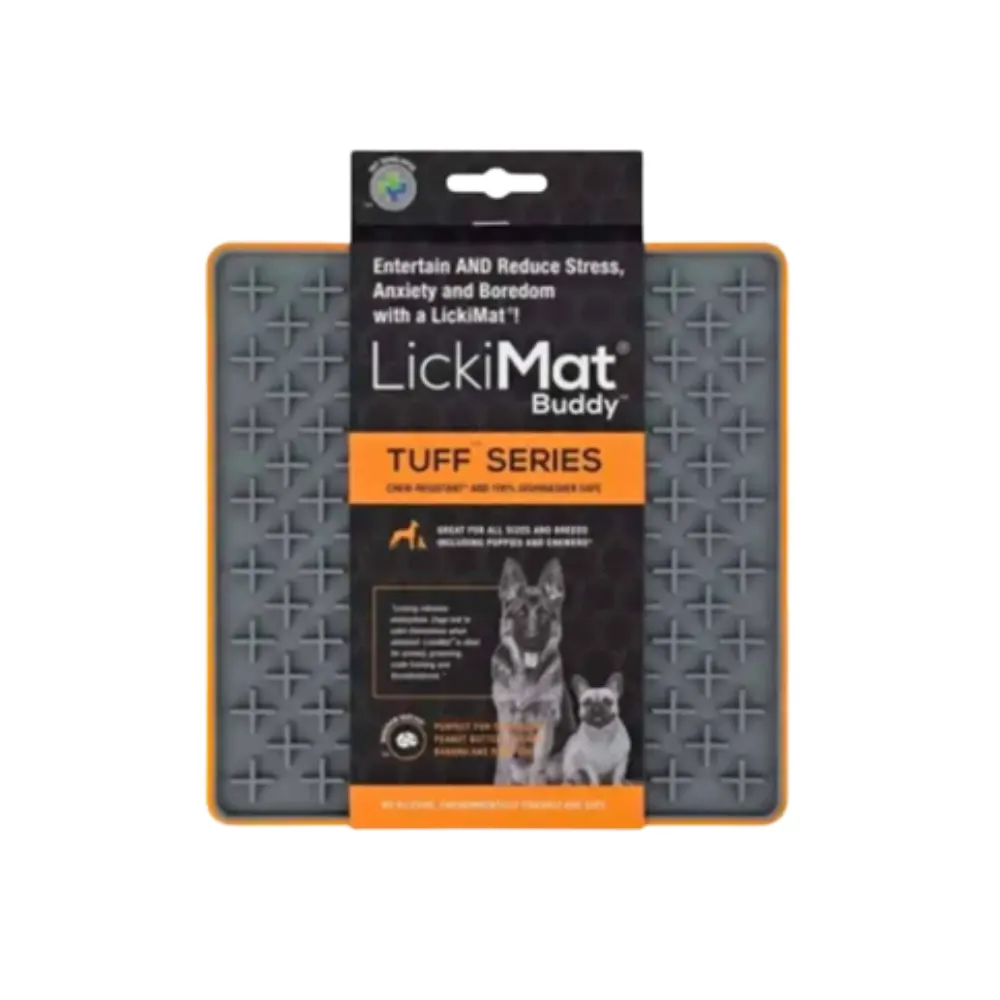 Comedouro Lento Tapete LickiMat de Lamber Tuff Buddy Laranja
