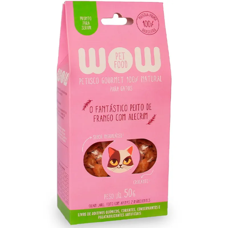 Petisco Natural Wow Fantastico Peito de Frango com Alecrim para Gatos 50g