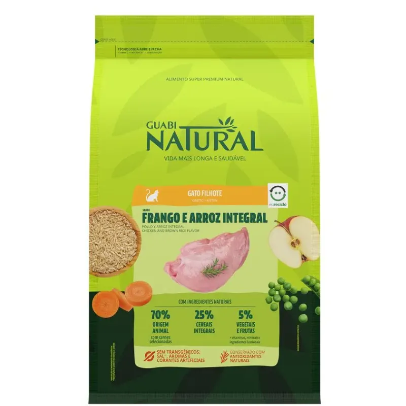 Ração Guabi Natural Gato Filhote Frango Arroz Integral