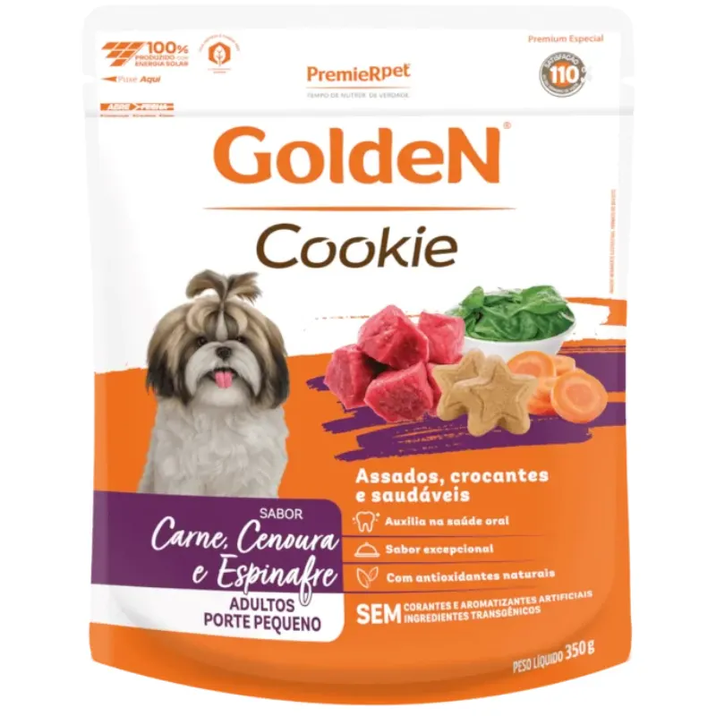 Cookie Golden para Cães Adultos de Pequeno Porte Carne e Vegetais 350 g