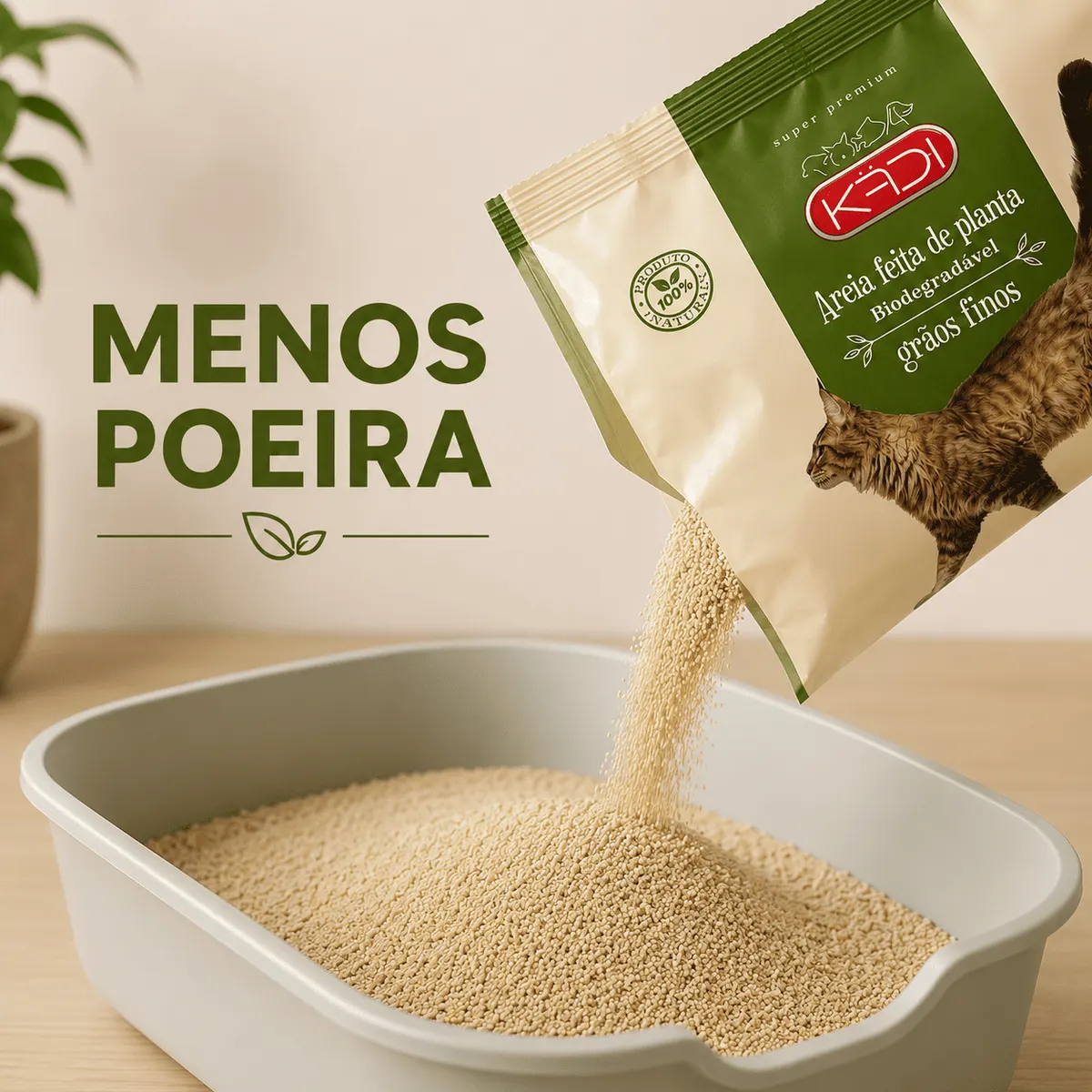 Areia Higiênica Kadi Grãos Finos Milho e Mandioca para Gatos 4 kg