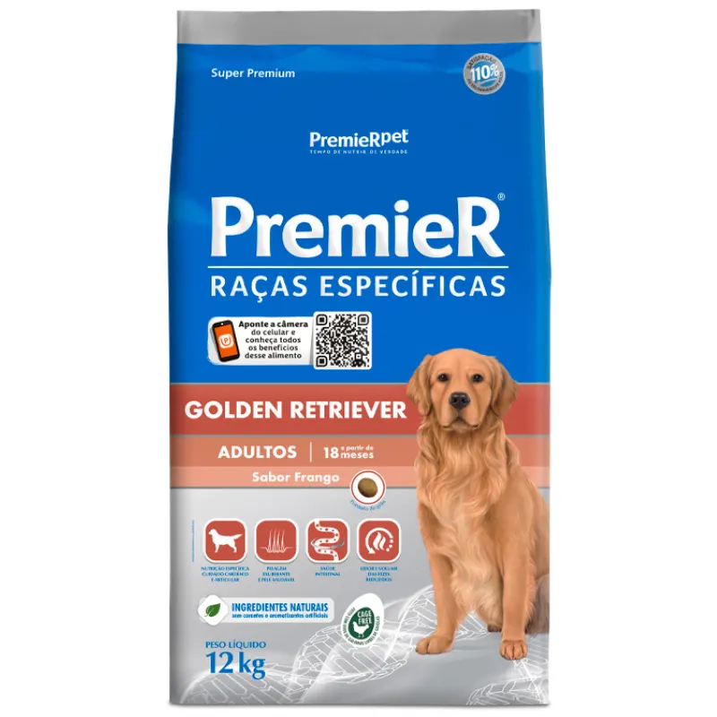 Ração Premier Raças Especificas Cães Adultos Golden Retriver 12 Kg
