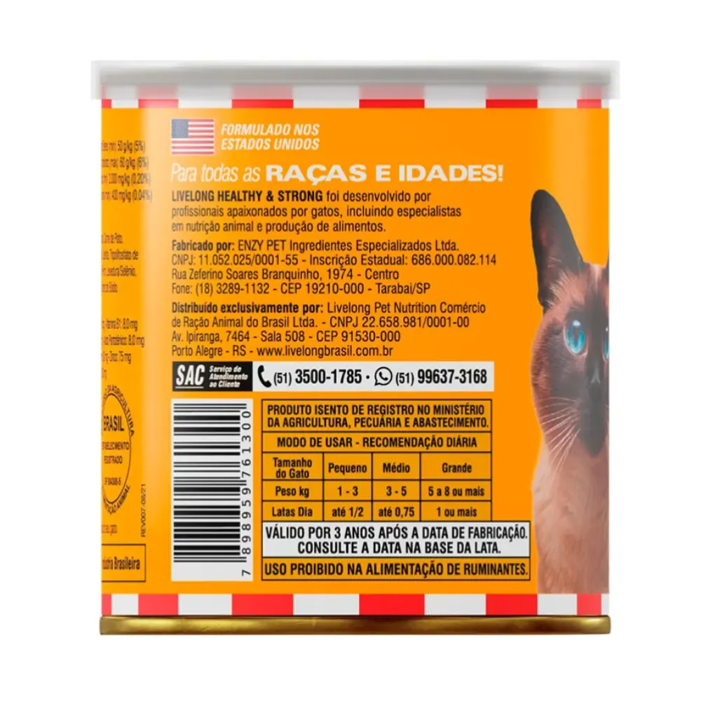 Ração Úmida Livelong Sensitive Pato Batata-Doce Gatos 300g