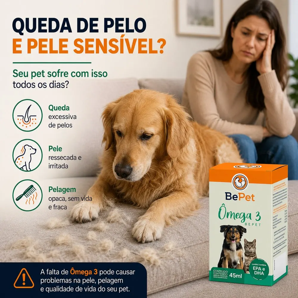 Suplemento Ômega 3 Bepet para Cães e Gatos 45ml