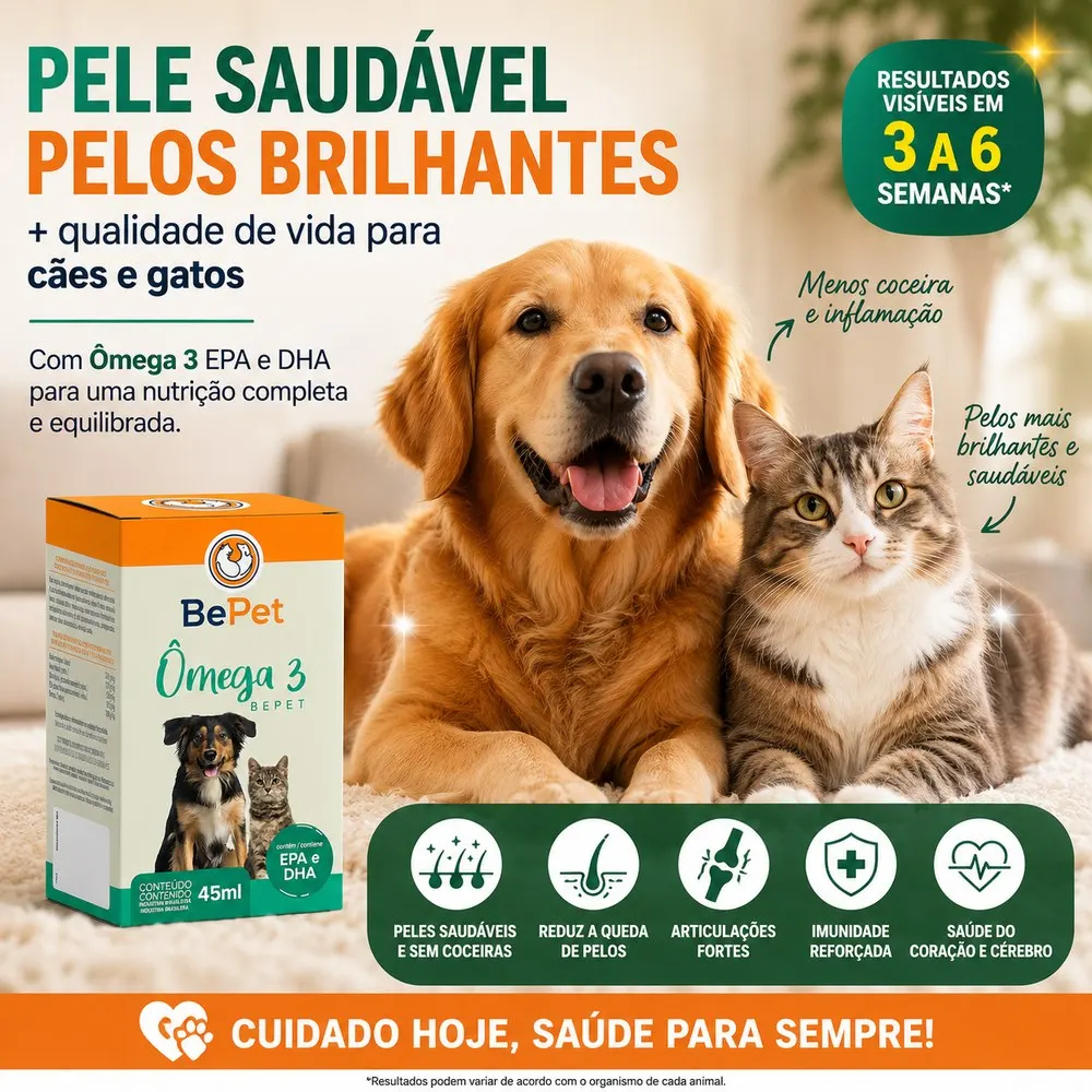 Suplemento Ômega 3 Bepet para Cães e Gatos 45ml