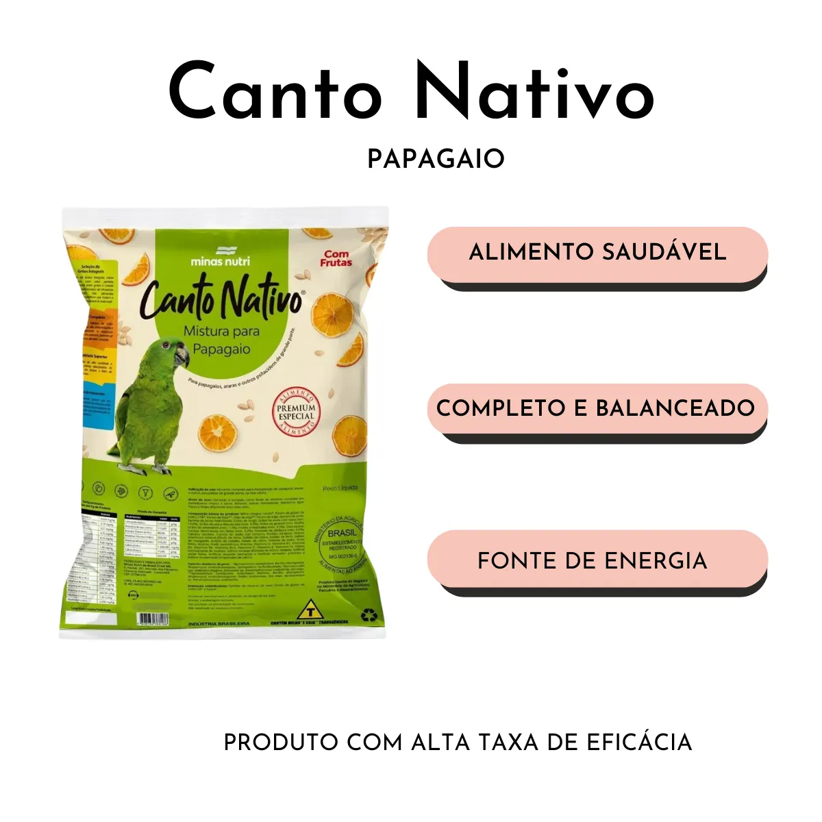 Mistura Para Papagaio Com Frutas 500g - Minas Nutri