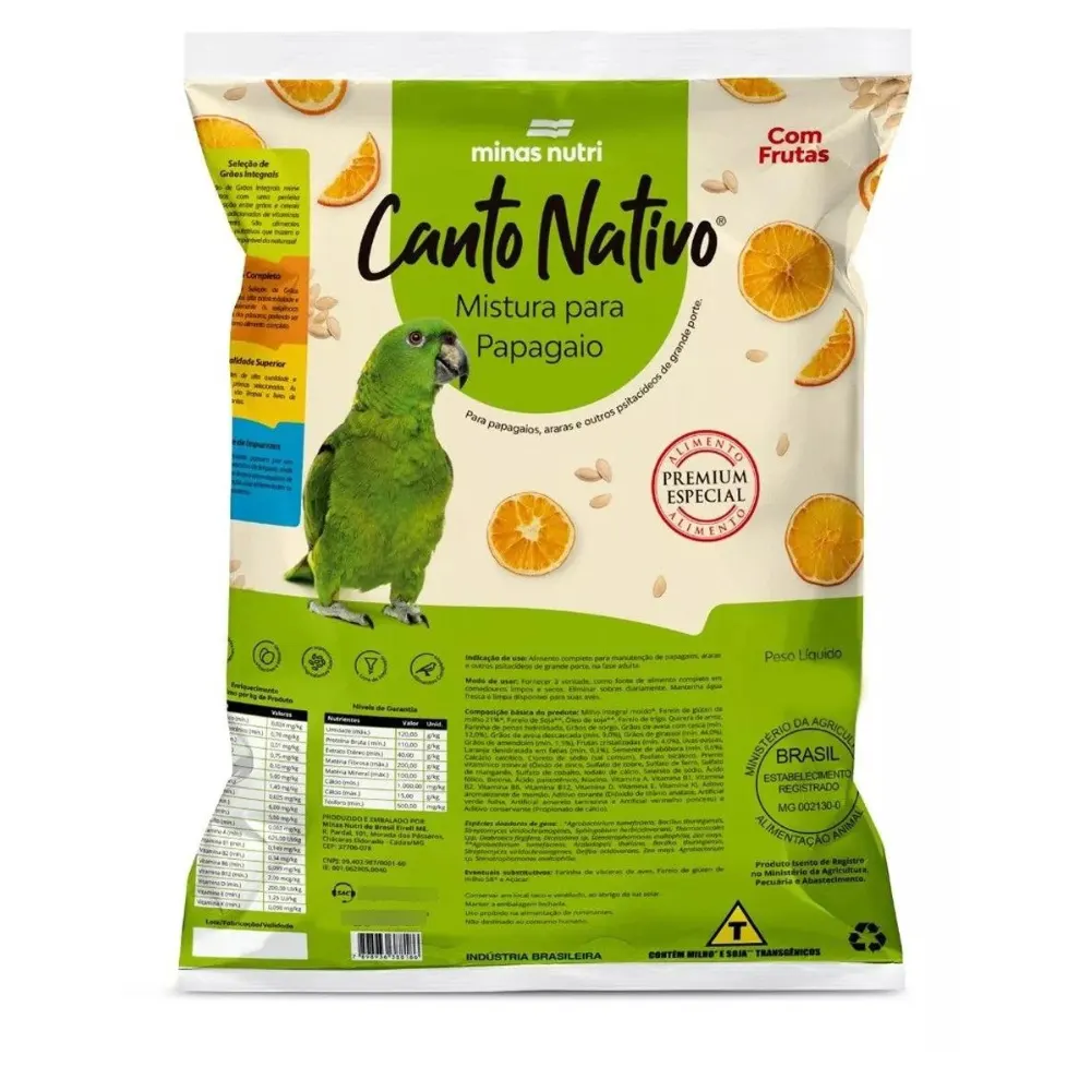 Mistura Para Papagaio Com Frutas 500g - Minas Nutri