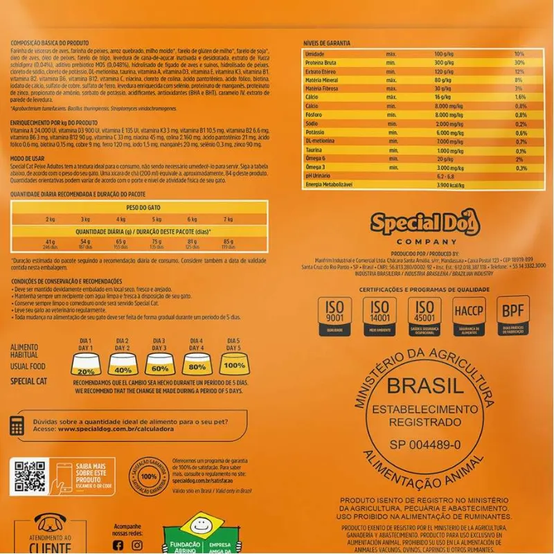 Ração Special Cat Premium Peixe para Gatos Adultos