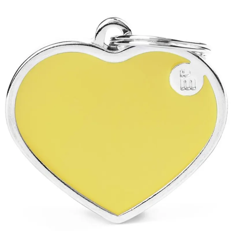 Medalha de Identificação My Family Coração Handmade Grande Amarelo