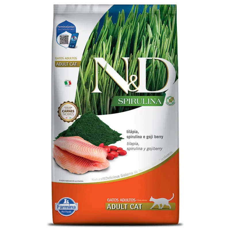 Ração N&D Spirulina Gatos Adultos Tilápia 1,5 Kg