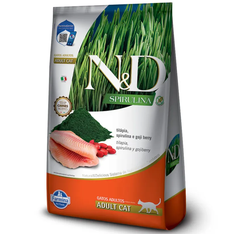 Ração N&D Spirulina Gatos Adultos Tilápia 1,5 Kg