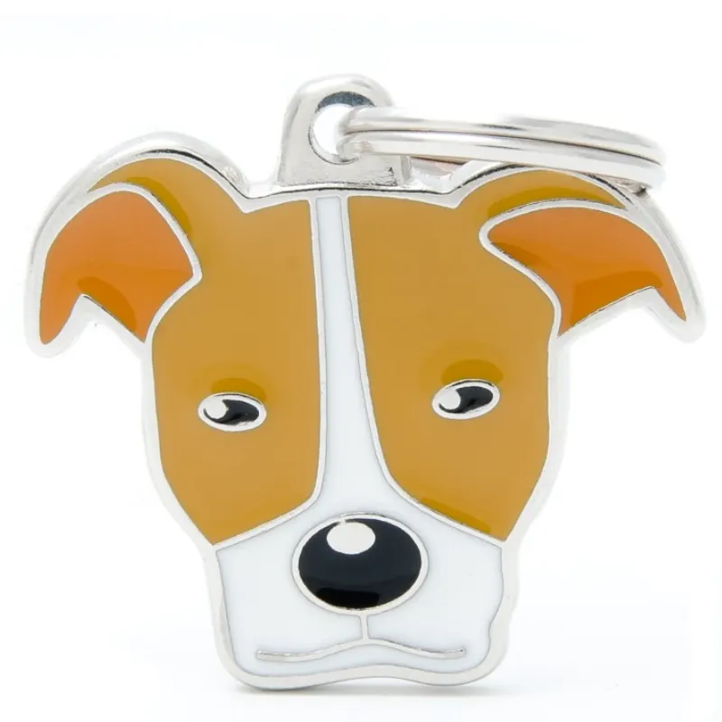 Medalha de Identificação My Family American Pitbull Branco e Marrom