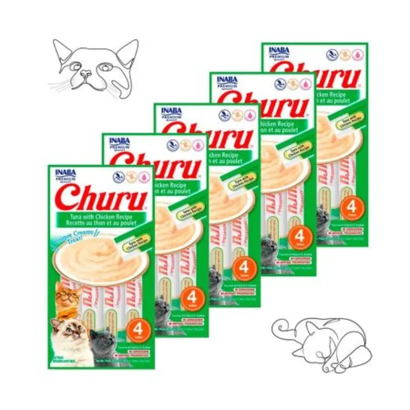 Snack Purê Churu Atum com Galinha para Gatos 56g