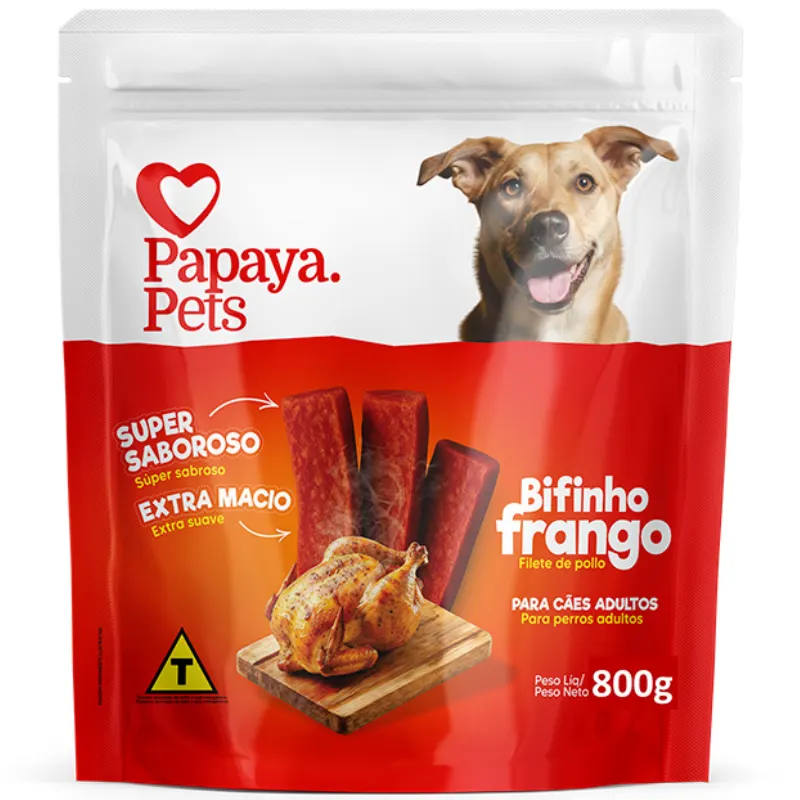 Petisco Papaya Pets Bifinho Sabor Frango 800g